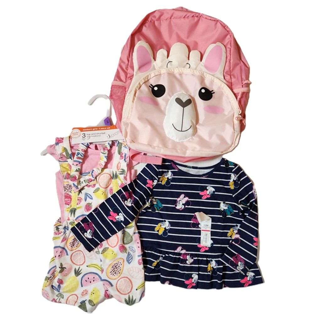 Girls Clothing & Backpack Lot – Size 12M – 3 Pieces – All New Condition